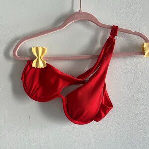 Red Single Shoulder Asymmetrical Swimsuit